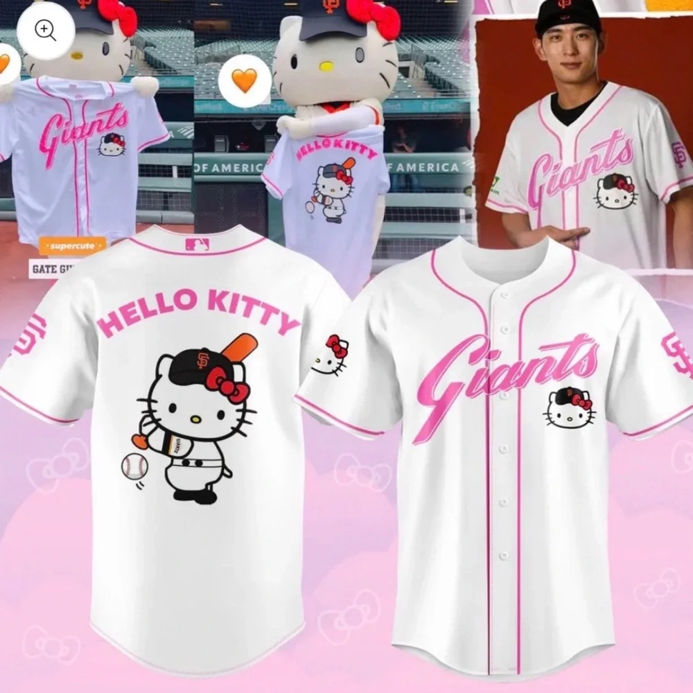 Hello Kitty Giants Jersey Shirt - White and Pink XL - Picture 2 of 2